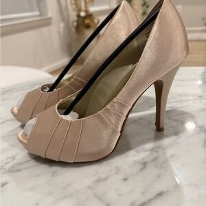 Champagne Peep-Toe Heels